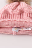 Pink pompom cable beanie hat - Aaria Tees Aaria Tees