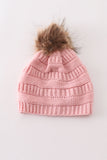 Pink pompom cable beanie hat - Aaria Tees Aaria Tees