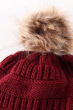 Burgundy pompom cable beanie hat - Aaria Tees Aaria Tees