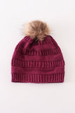Violet pompom cable beanie hat - Aaria Tees Aaria Tees
