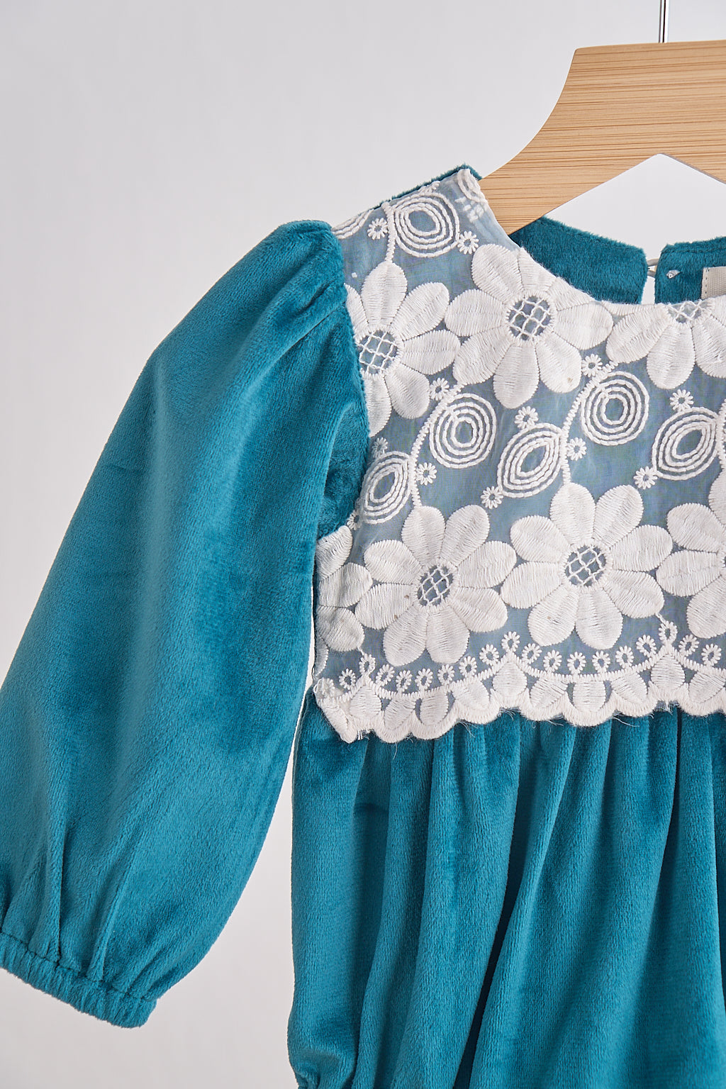 Teal velvet lace girl bubble - Aaria Tees Aaria Tees