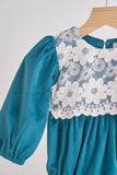 Teal velvet lace girl bubble - Aaria Tees Aaria Tees