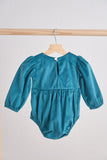 Teal velvet lace girl bubble - Aaria Tees Aaria Tees