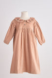 Beige floral embroidery velveteen girl dress - Aaria Tees Aaria Tees