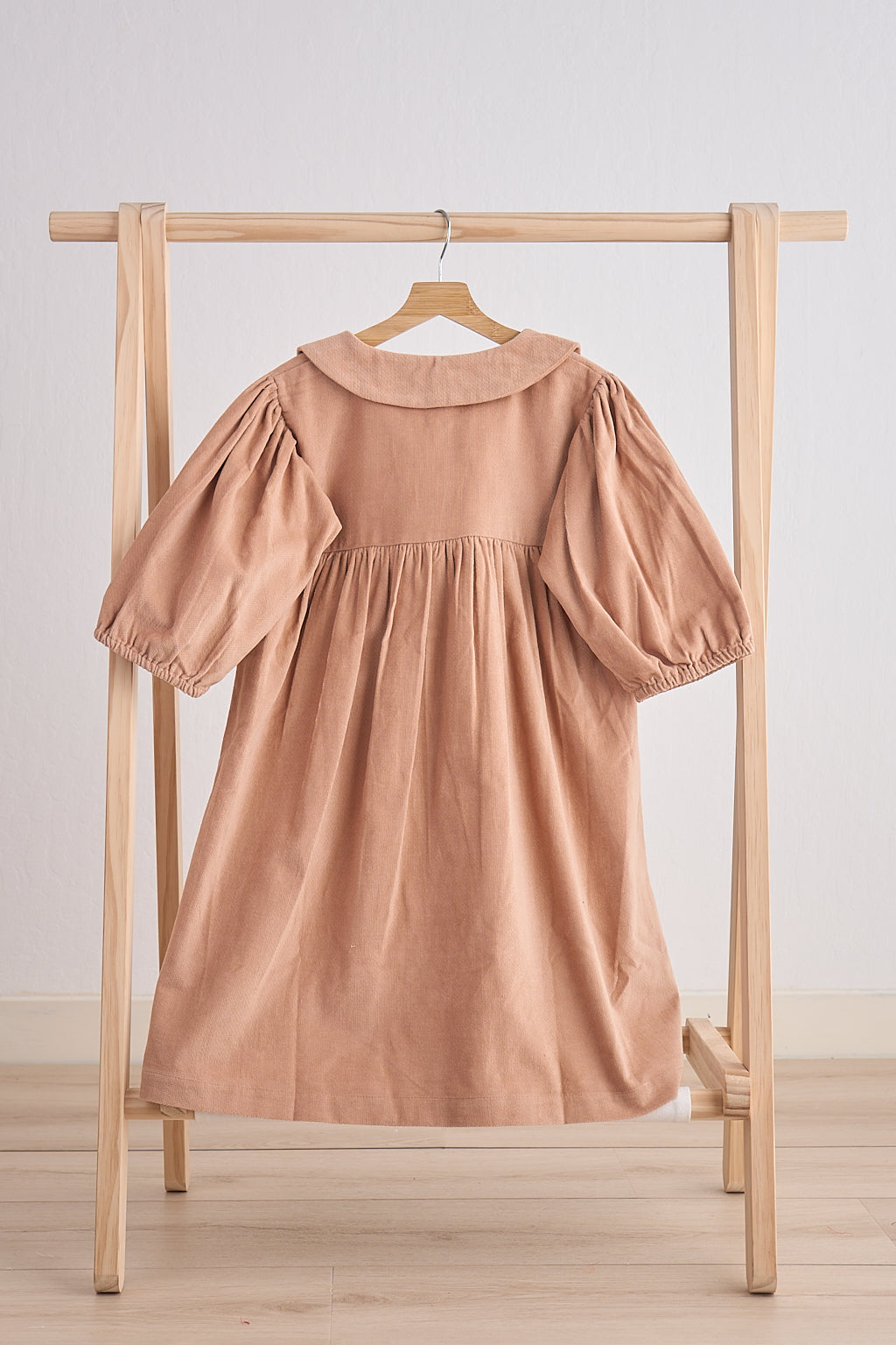 Beige floral embroidery velveteen girl dress - Aaria Tees Aaria Tees