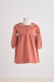 Rust floral embroidery velveteen girl dress - Aaria Tees Aaria Tees