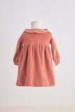 Rust floral embroidery velveteen girl dress - Aaria Tees Aaria Tees