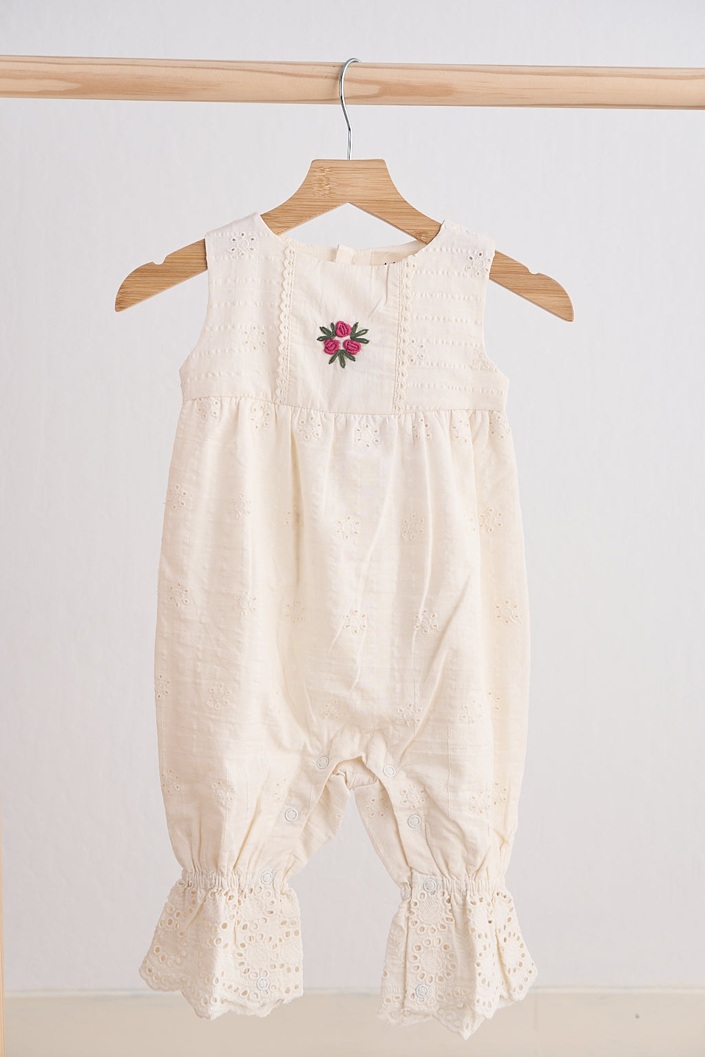 White hand embroidery floral lace jumpsuit - Aaria Tees