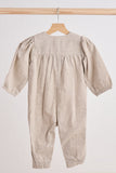 Grey floral embroidery linen girl romper - Aaria Tees Aaria Tees
