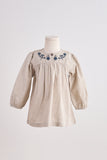 Gray floral embroidery linen girl dress - Aaria Tees Aaria Tees