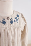 Gray floral embroidery linen girl dress - Aaria Tees Aaria Tees