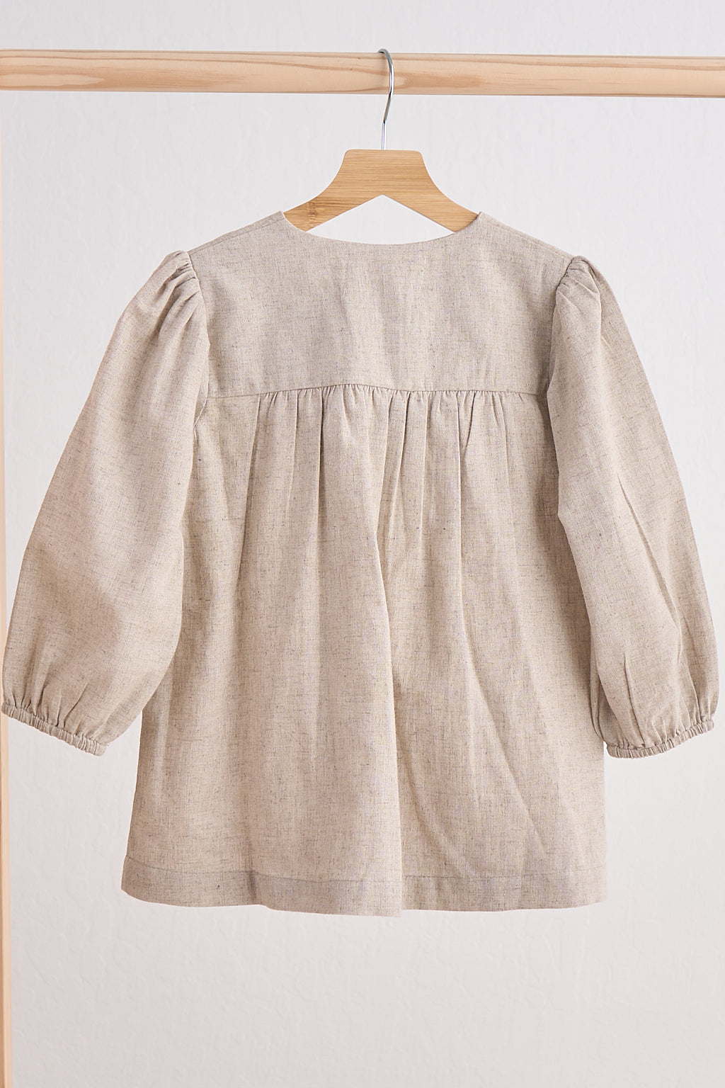 Gray floral embroidery linen girl dress - Aaria Tees Aaria Tees