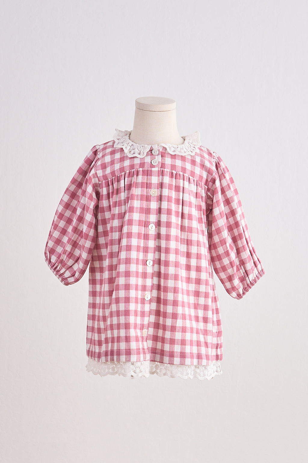 Pink gingham flannel lace  dress - Aaria Tees Aaria Tees