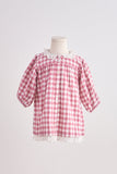 Pink gingham flannel lace  dress - Aaria Tees Aaria Tees