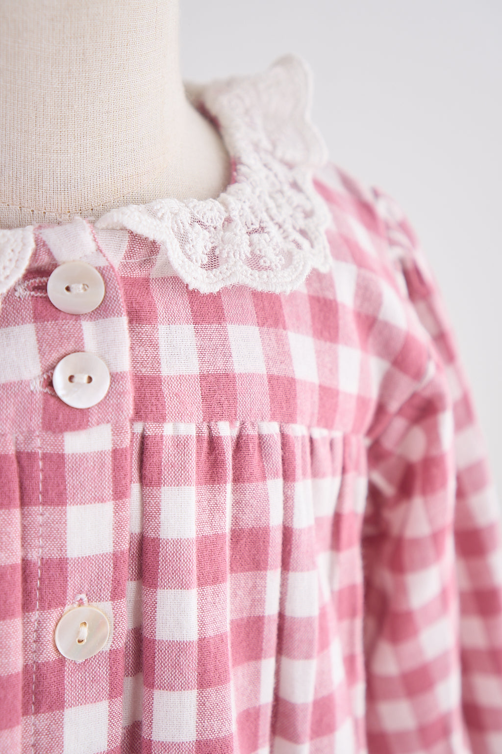 Pink gingham flannel lace  dress - Aaria Tees Aaria Tees