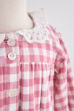 Pink gingham flannel lace  dress - Aaria Tees Aaria Tees