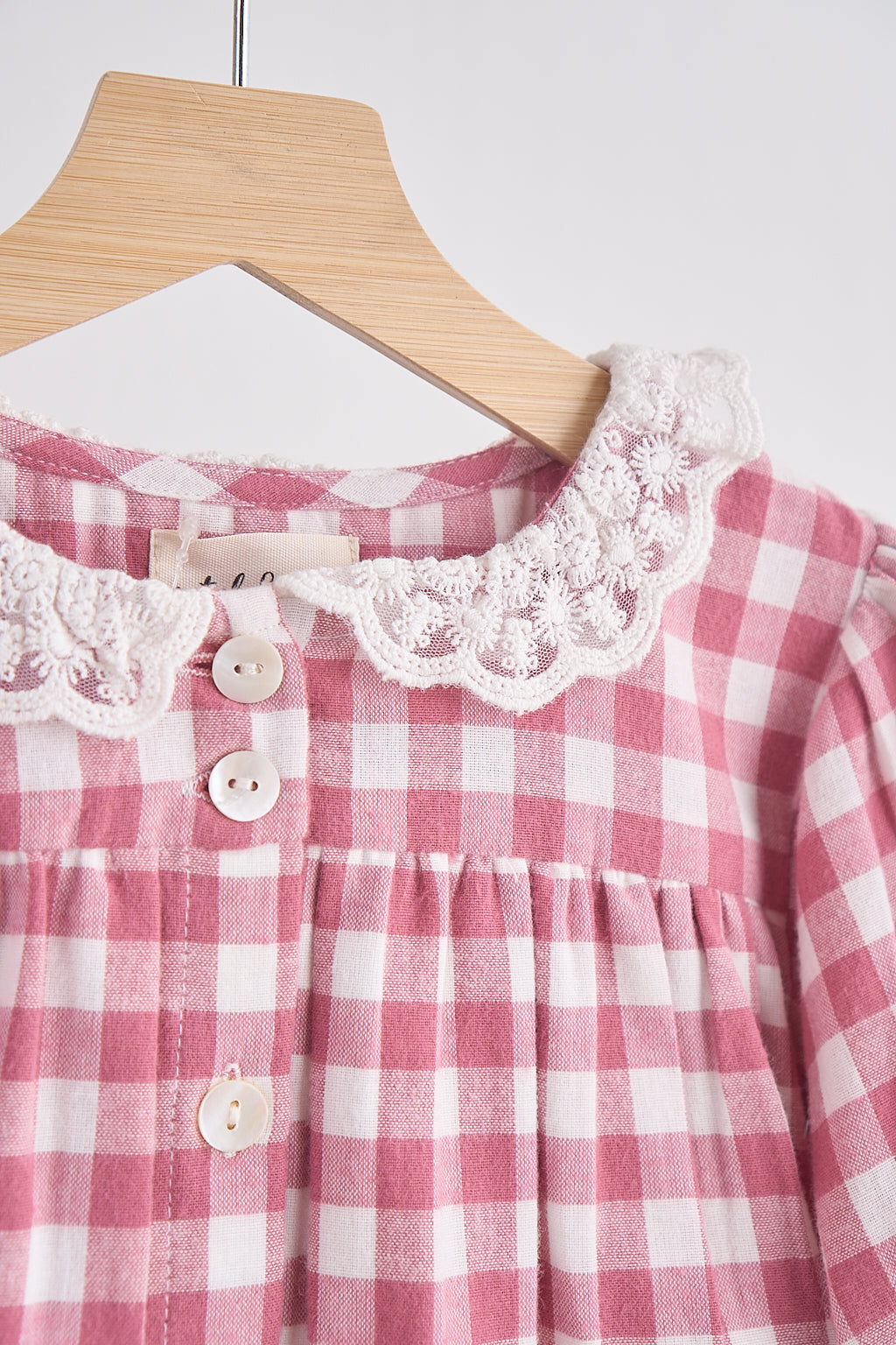 Pink gingham flannel lace  dress - Aaria Tees Aaria Tees