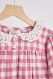 Pink gingham flannel lace  dress - Aaria Tees Aaria Tees