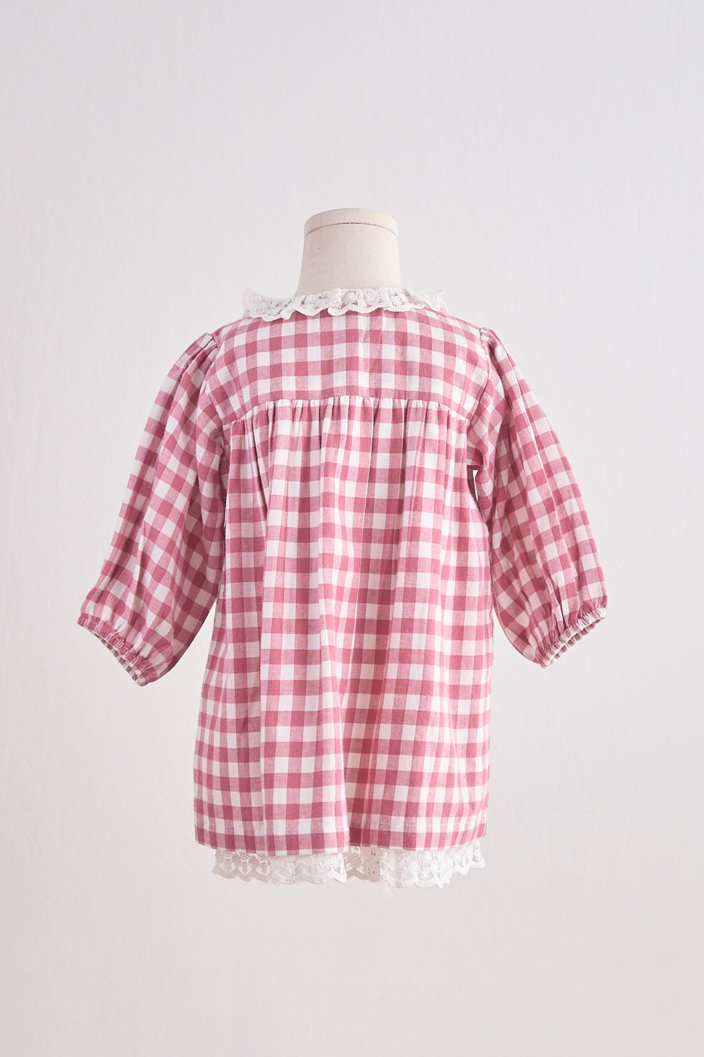 Pink gingham flannel lace  dress - Aaria Tees Aaria Tees
