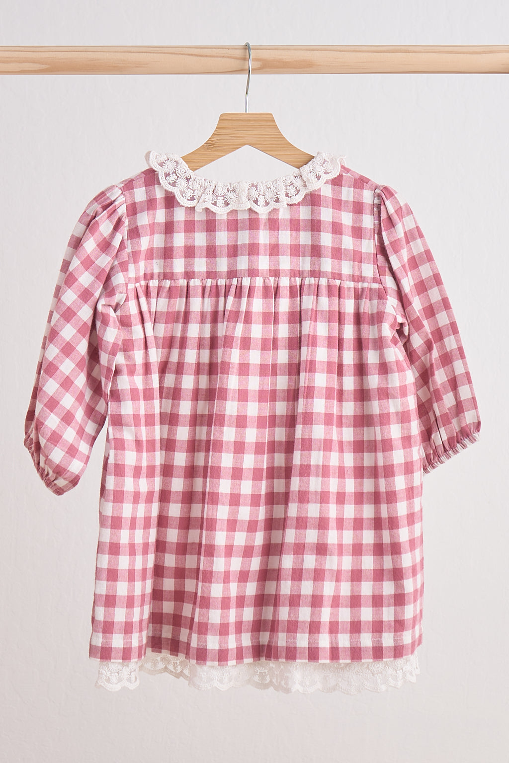 Pink gingham flannel lace  dress - Aaria Tees Aaria Tees