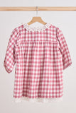 Pink gingham flannel lace  dress - Aaria Tees Aaria Tees