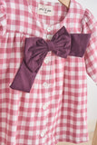 Pink gingham flannel bow dress Aaria Tees