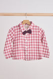 Pink gingham boy flannel button down shirt Aaria Tees
