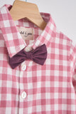 Pink gingham boy flannel button down shirt Aaria Tees