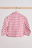 Pink gingham boy flannel button down shirt Aaria Tees