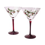 Christmas Holly Martini Glasses Aaria Tees