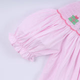 Pink christmas tree hand smocked dress - Aaria Tees Aaria Tees