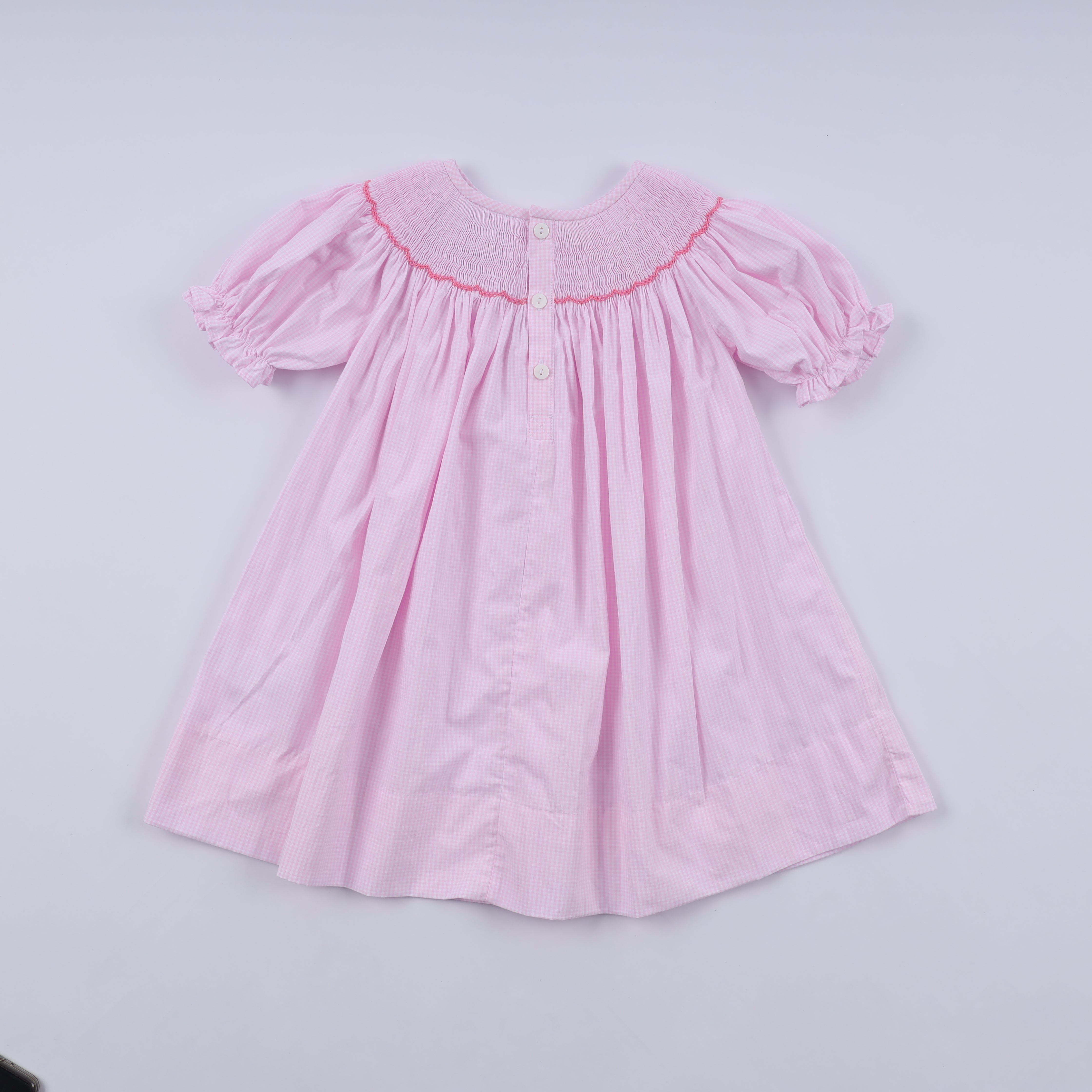 Pink christmas tree hand smocked dress - Aaria Tees Aaria Tees