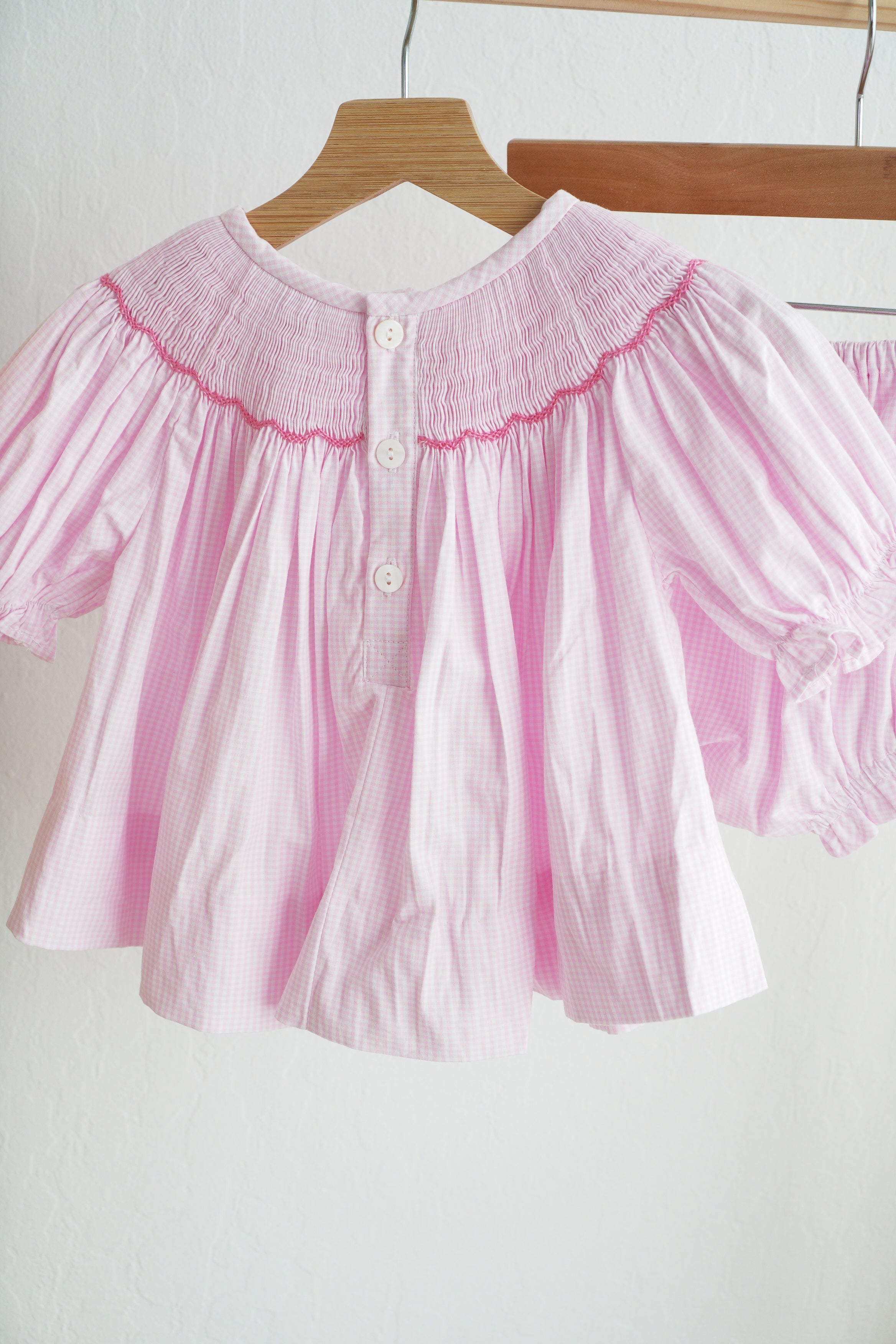 Pink christmas tree hand smocked bloomer set - Aaria Tees Aaria Tees