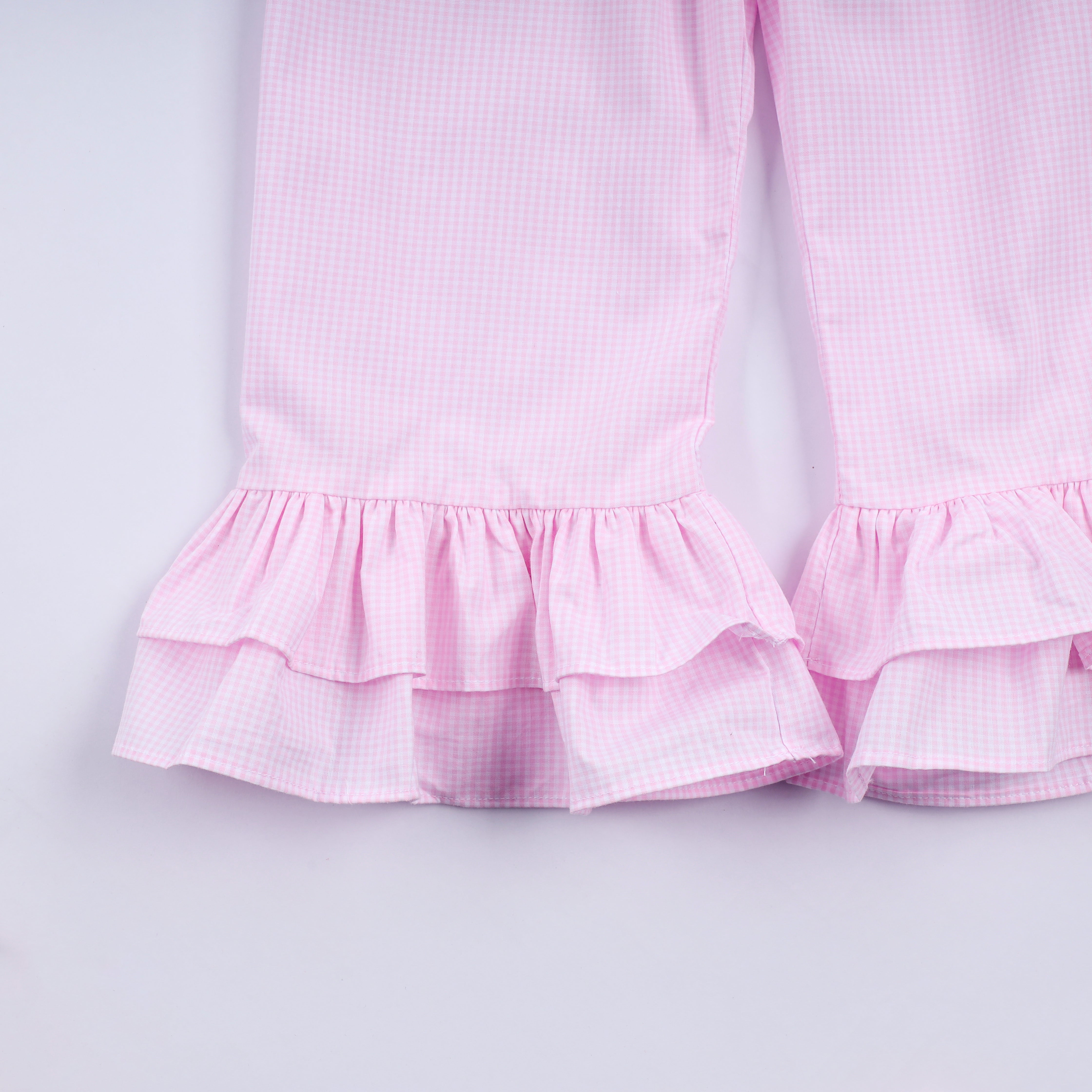 Pink christmas tree hand smocked ruffle pants set - Aaria Tees Aaria Tees
