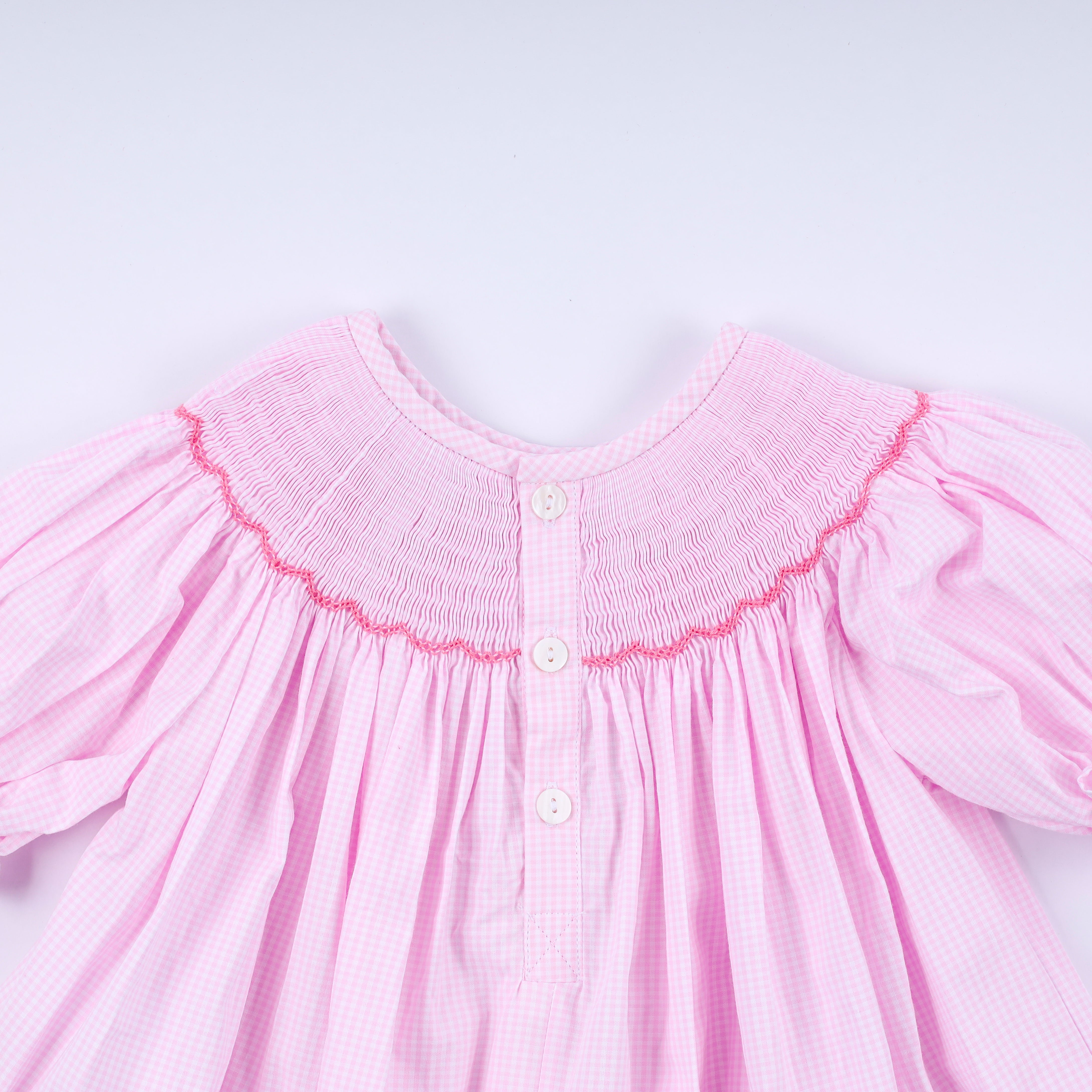 Pink christmas tree hand smocked ruffle pants set - Aaria Tees Aaria Tees