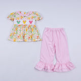 Sweet island character hand smocked ruffle pants set - Aaria Tees Aaria Tees