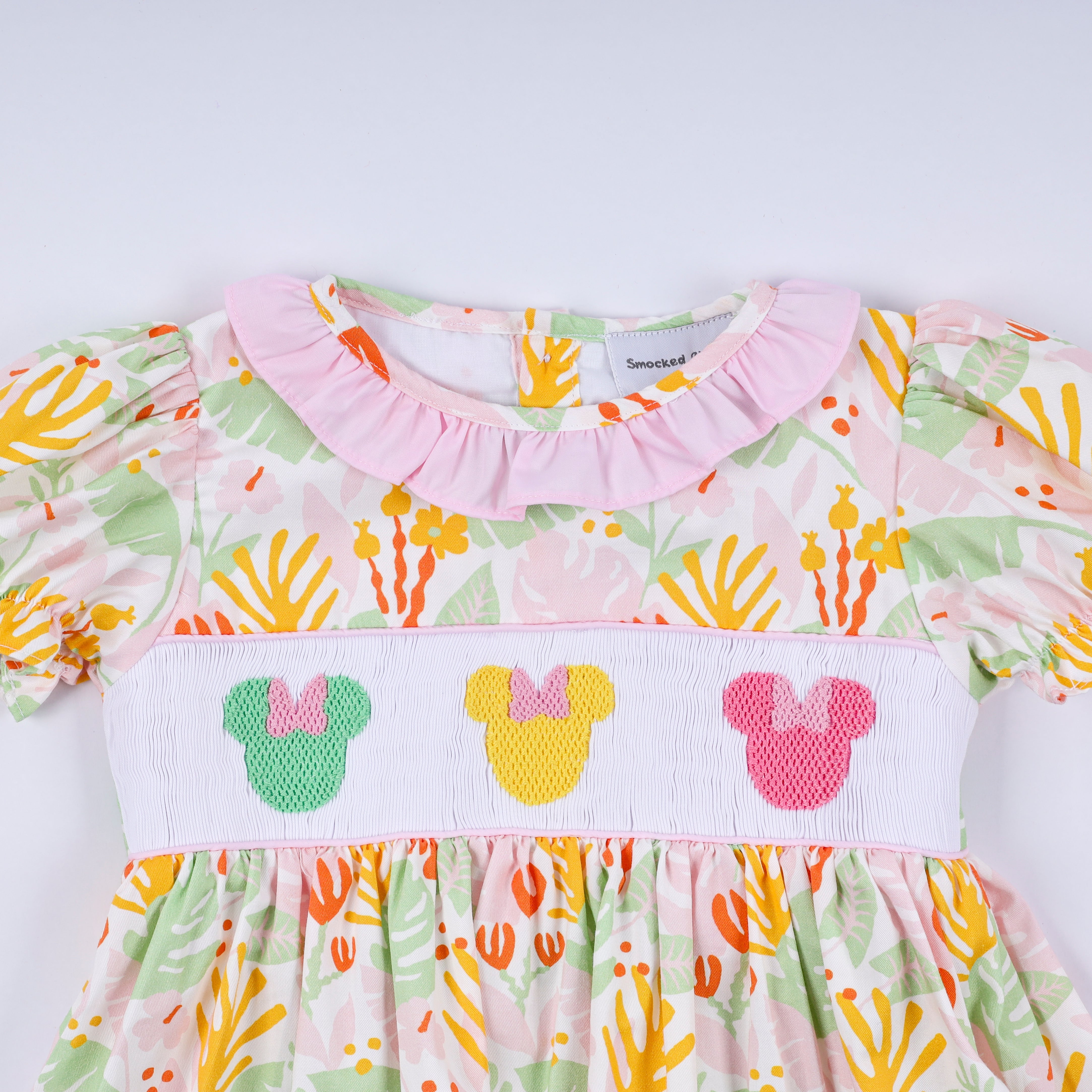 Sweet island character hand smocked ruffle pants set - Aaria Tees Aaria Tees