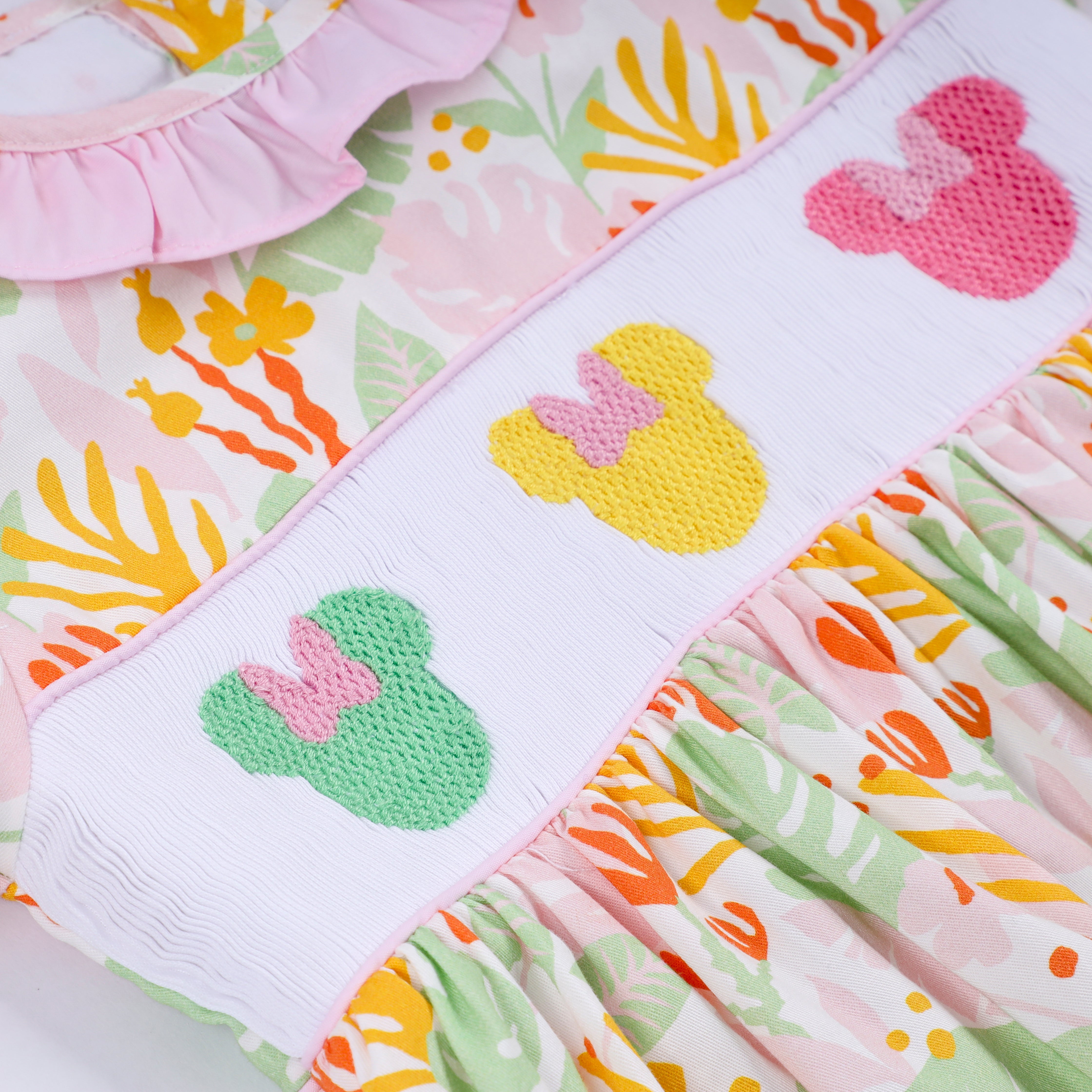 Sweet island character hand smocked ruffle pants set - Aaria Tees Aaria Tees