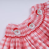 Red christmas santa claus hand smocked plaid bubble Aaria Tees