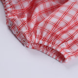 Red christmas santa claus hand smocked plaid bubble Aaria Tees