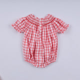 Red christmas santa claus hand smocked plaid bubble Aaria Tees