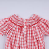 Red christmas santa claus hand smocked plaid bubble Aaria Tees