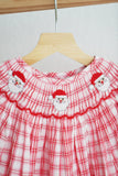 Red christmas santa claus hand smocked plaid dress - Aaria Tees Aaria Tees