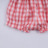 Red christmas santa claus hand smocked plaid bloomer set - Aaria Tees Aaria Tees
