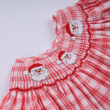 Red christmas santa claus hand smocked plaid bloomer set - Aaria Tees Aaria Tees