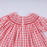 Red christmas santa claus hand smocked plaid ruffle pants set - Aaria Tees Aaria Tees
