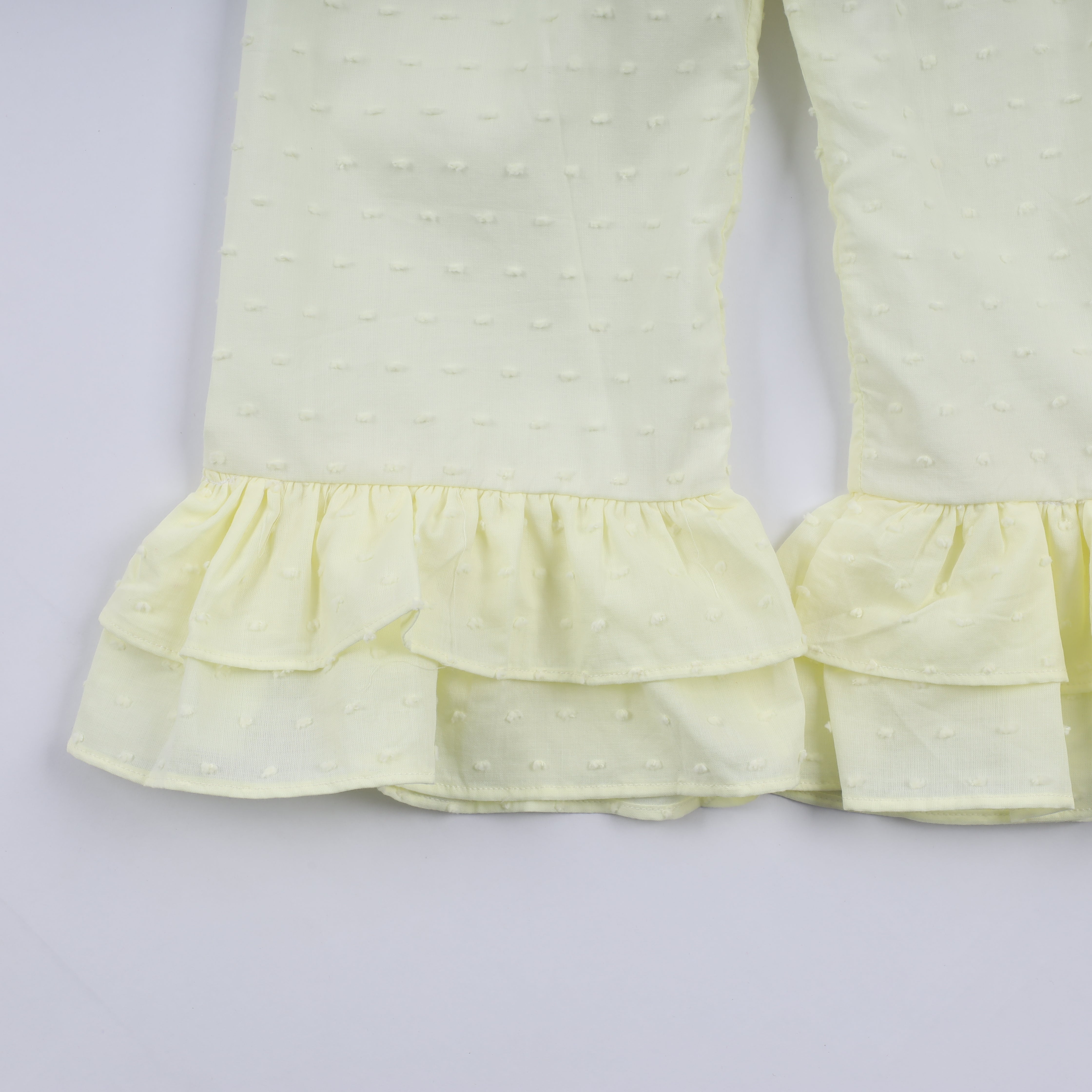Mustard character hand smocked ruffle pants set - Aaria Tees Aaria Tees