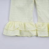Mustard character hand smocked ruffle pants set - Aaria Tees Aaria Tees