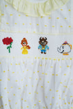 Mustard character hand smocked ruffle bubble - Aaria Tees Aaria Tees