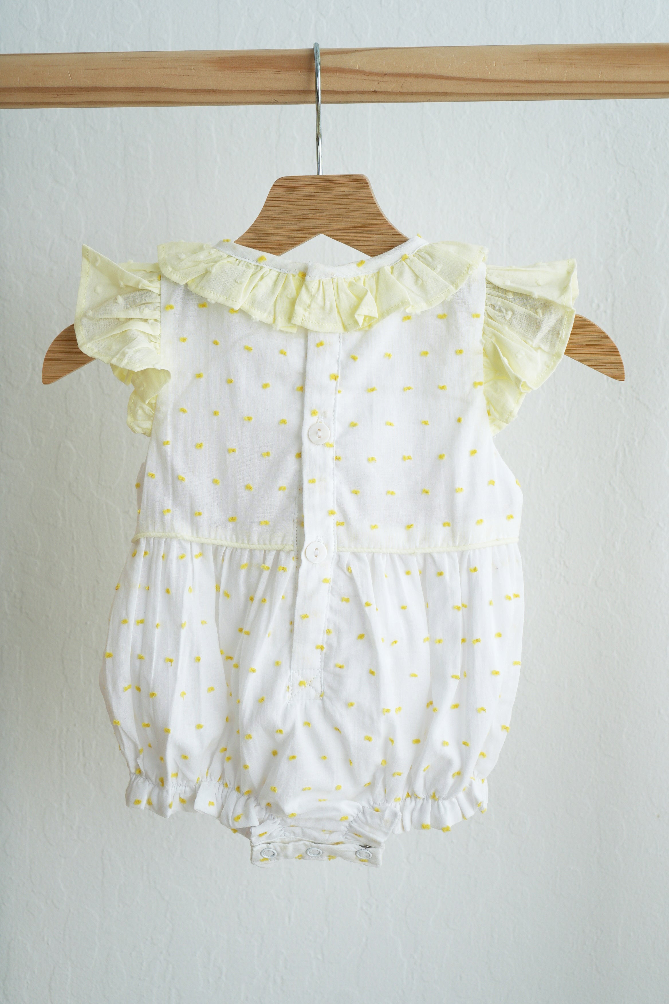 Mustard character hand smocked ruffle bubble - Aaria Tees Aaria Tees